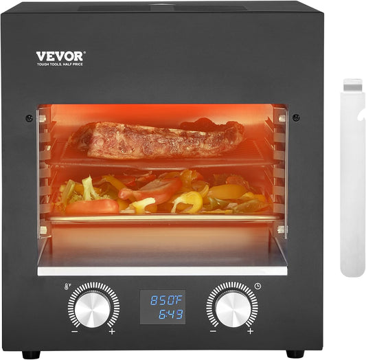 VEVOR Electric Steak Grill, 1800W Smokeless Infrared Electric Broiler, 1450°F Stainless Steel Steak Cooker with 6-Tier Adjustable Rack, Electric Infrared Grill for BBQ, Toast, Grill, Indoor