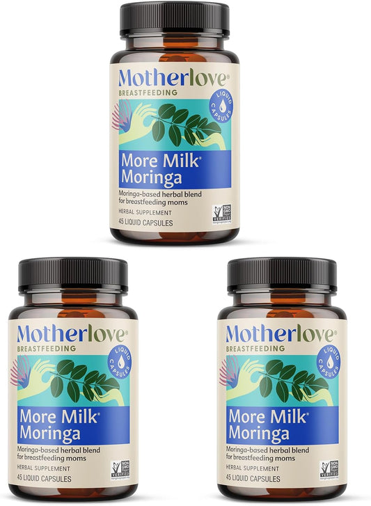 Motherlove More Milk Moringa (135 Liquid caps) Moringa-Based Lactation Supplement to Support Breast Milk Supply\u2014Non-GMO, Organic Herbs, Vegan, Kosher