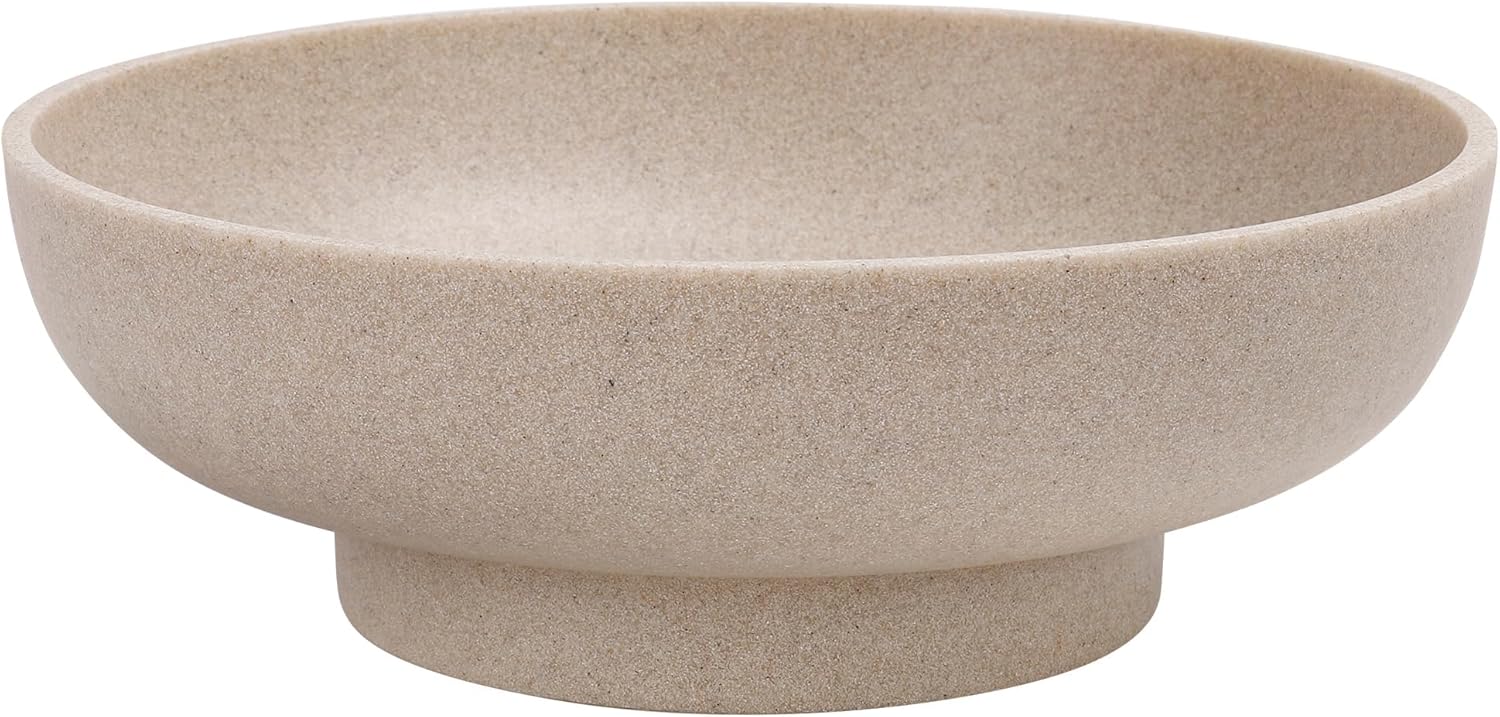 YMXYJM Large Decorative Bowl, Modern Handicraft Resin Bowls for Home Decor, Decorative Fruit Bowl for Kitchen Counter, Stylish Key Bowl for Entry Table, Artificial Stone Resin Beige