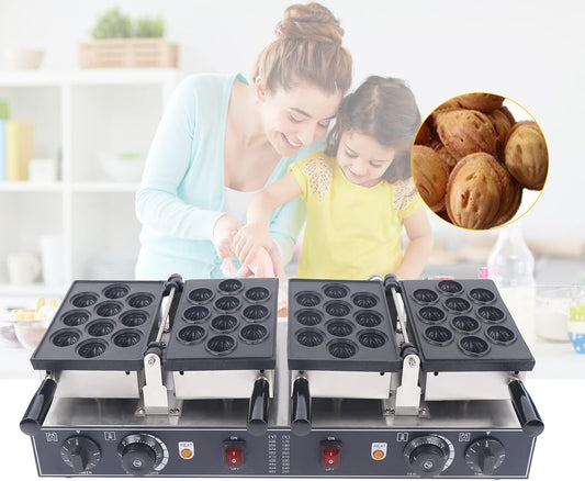 20 PCS Mini Walnut-Shaped Waffle Maker Machine, Walnut Cookie Mold Maker, Non-stick Cookies Pastry, Nonstick Mini Waffle Pancake Maker for Restaurants, Cafes,Shops