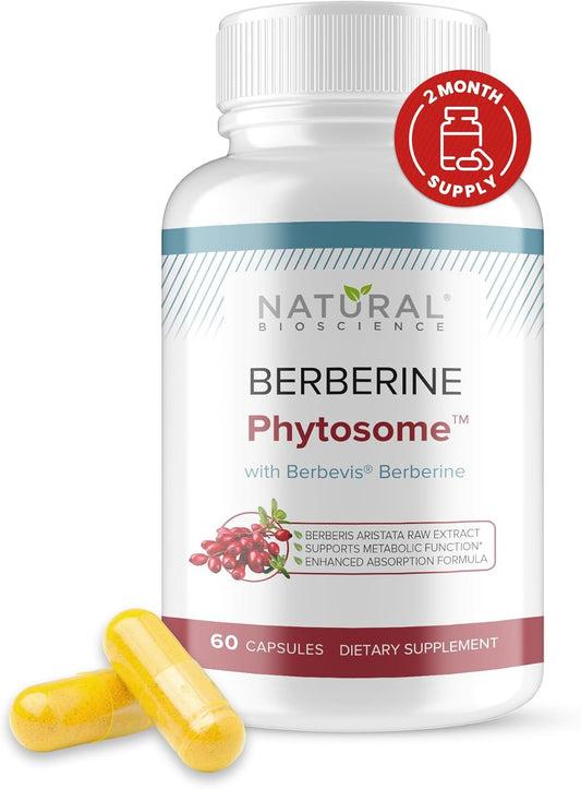 Berberine Phytosome with Berbevis, 550mg Enhanced Absorption Supplement for Metabolic Support & Heart Health, Highly Bioavailable Berberine Complex, Gluten-Free, Non-GMO, 60 Vegetarian Capsules