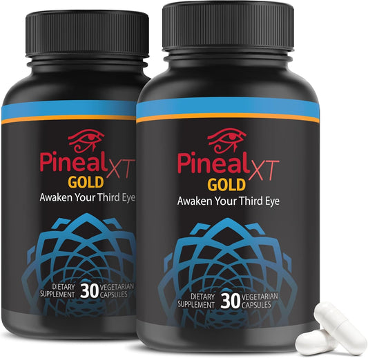 Nutraville Pineal XT Gold - Pineal Gland Supplement - Third Eye Awakening - Focus and Memory Supplement for Brain - 7 Powerful Ingredients Decalcify, Detox, and Activate Your Pineal Gland, 2 Pack