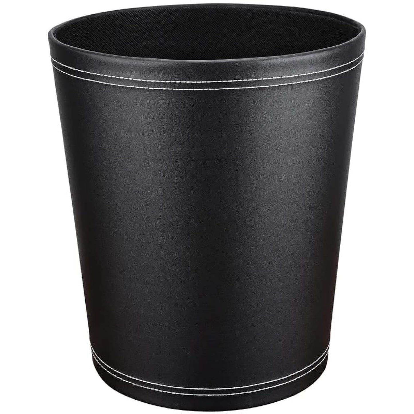 Pu Leather Trash Can, 2.6 Gallon Black Bathroom Trash Can, Small Office Garbage Can Wastebasket for Bedroom, Kitchen, Round Trash Bin Decorative Under-Sink\/Desk\/Home Easy to Clean
