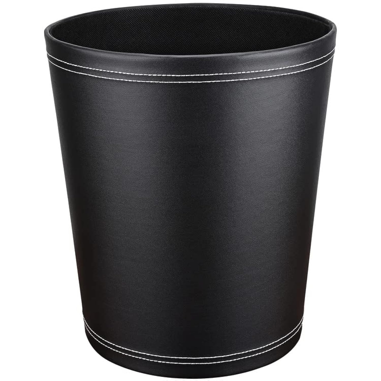 Pu Leather Trash Can, 2.6 Gallon Black Bathroom Trash Can, Small Office Garbage Can Wastebasket for Bedroom, Kitchen, Round Trash Bin Decorative Under-Sink\/Desk\/Home Easy to Clean