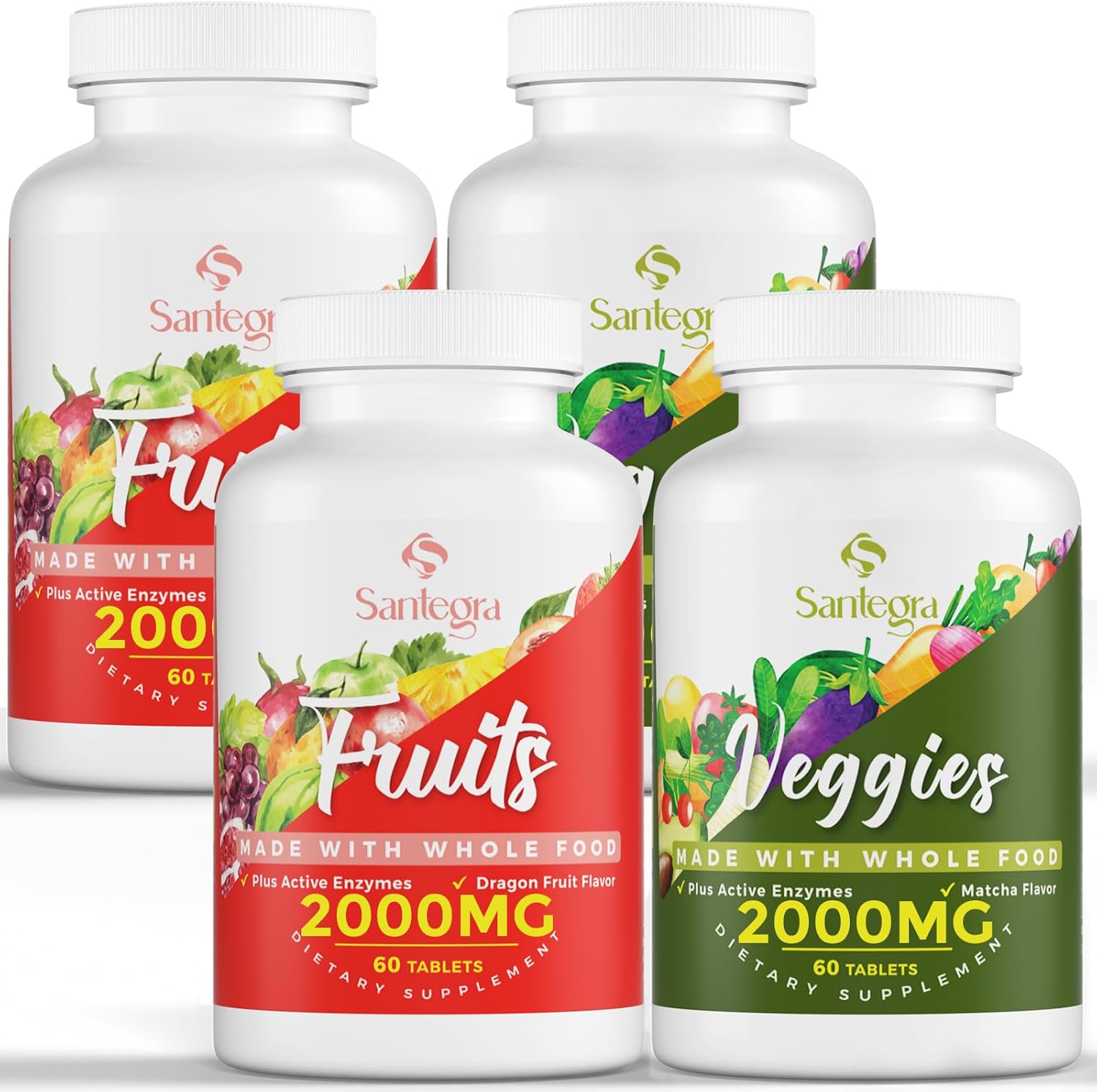 2000 MG Fruits and Vegetables Supplements, Natural Balance Over 35+ Fruits and Vegetables, 100% Whole Food Superfoods Fruit and Veggies Supplement, Energy Balance, Sugar-Free, Vegan, 240 Tablets