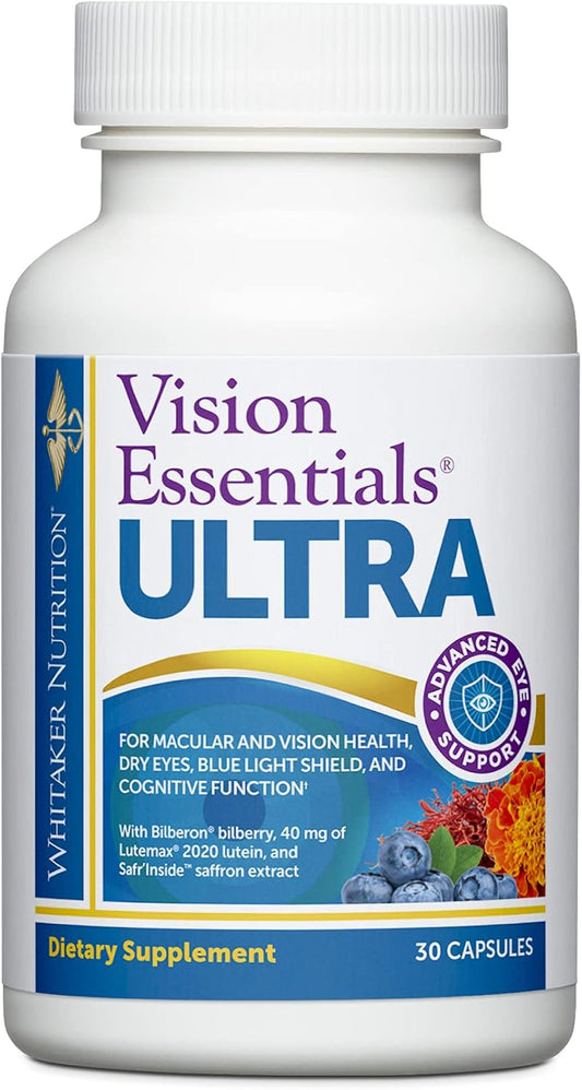 Dr. Whitaker's Vision Essentials Ultra with Lutein | Comprehensive Support with Just One Daily Pill for Macula & Retina Health, Eye Strain, Ocular Pressure, Digital Eye Fatigue, Mood Support and More