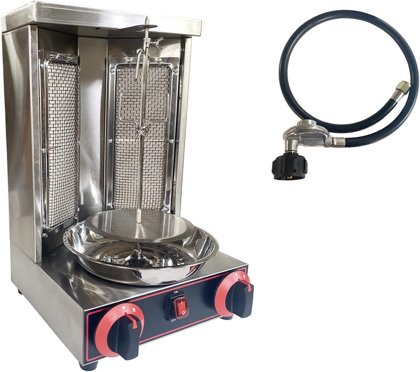 Shawarma Grill Machine with 2 Burners LP Gas Kebab Gyro Grill Machine Vertical Rotating Broiler for Commercial and Home Use