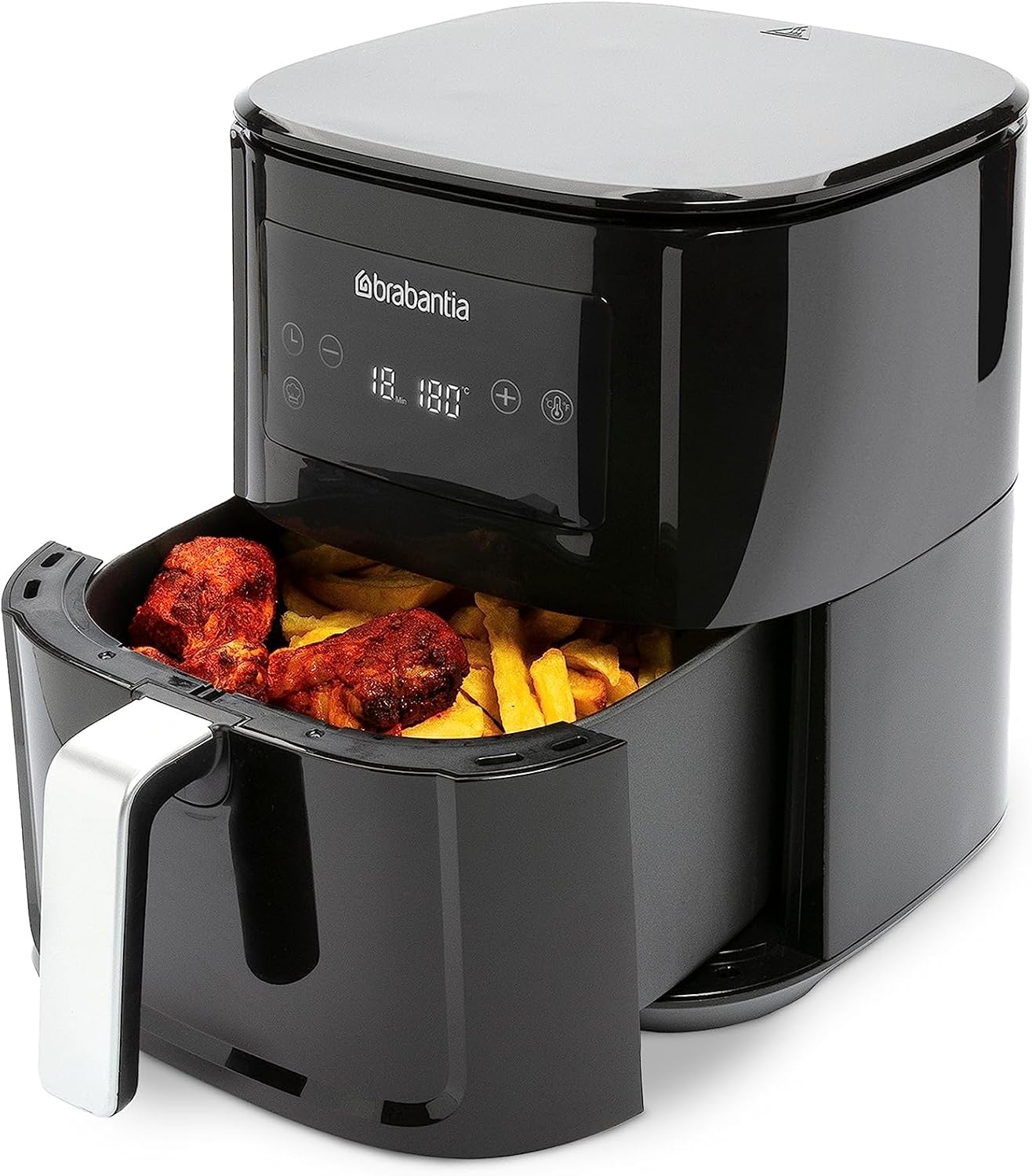 Brabantia BBEK1131 HaloAir Airfryer - Hot Air Fryer - Hot Air Cooker - 5.5 Liter - 1700 Watt - 6 automatic programs - LED display - Non-stick coating - Black