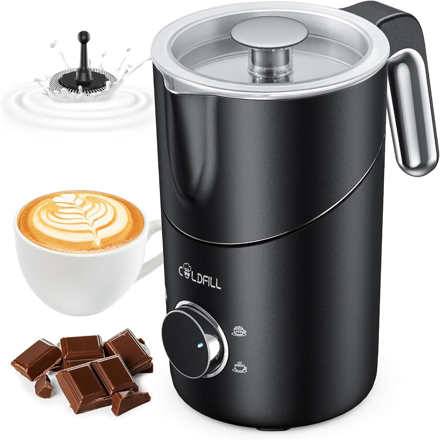 Electric Milk Frother and Steamer, 24oz/600mL Split Automatic Hot and Cold Foam Maker for Coffee, Latte, Cappuccino, Macchiato, Hot Chocolate, Dishwasher Safe