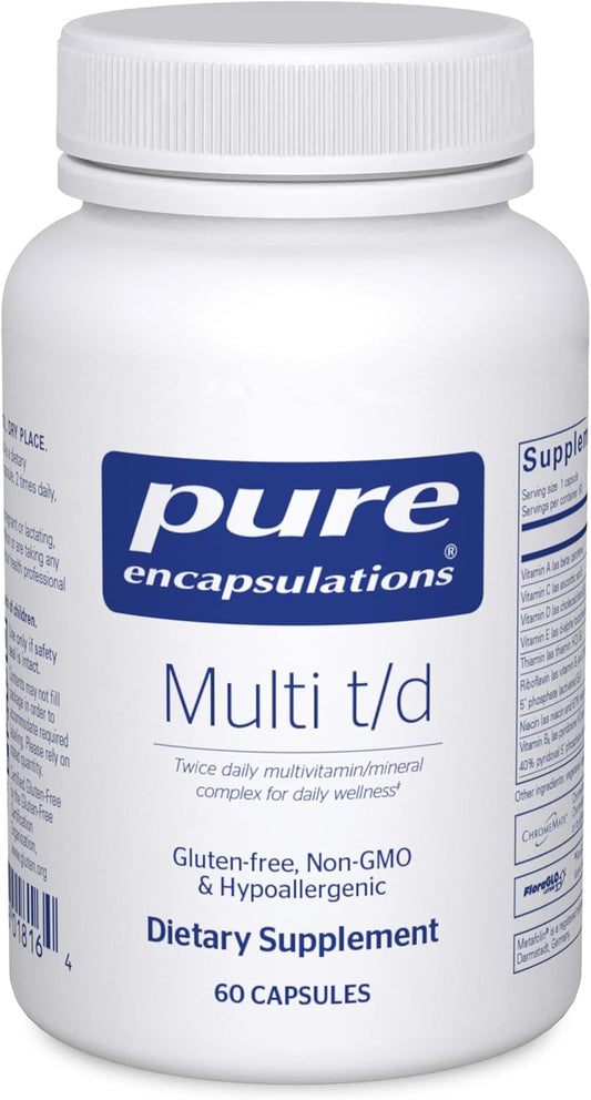 Pure Encapsulations Multi T\/D - Multivitamin & Mineral Supplement - for Daily Wellness, Cardiovascular & Immune Health* - Rich in Vitamins & Minerals - Gluten Free & Vegetarian - 60 Capsules