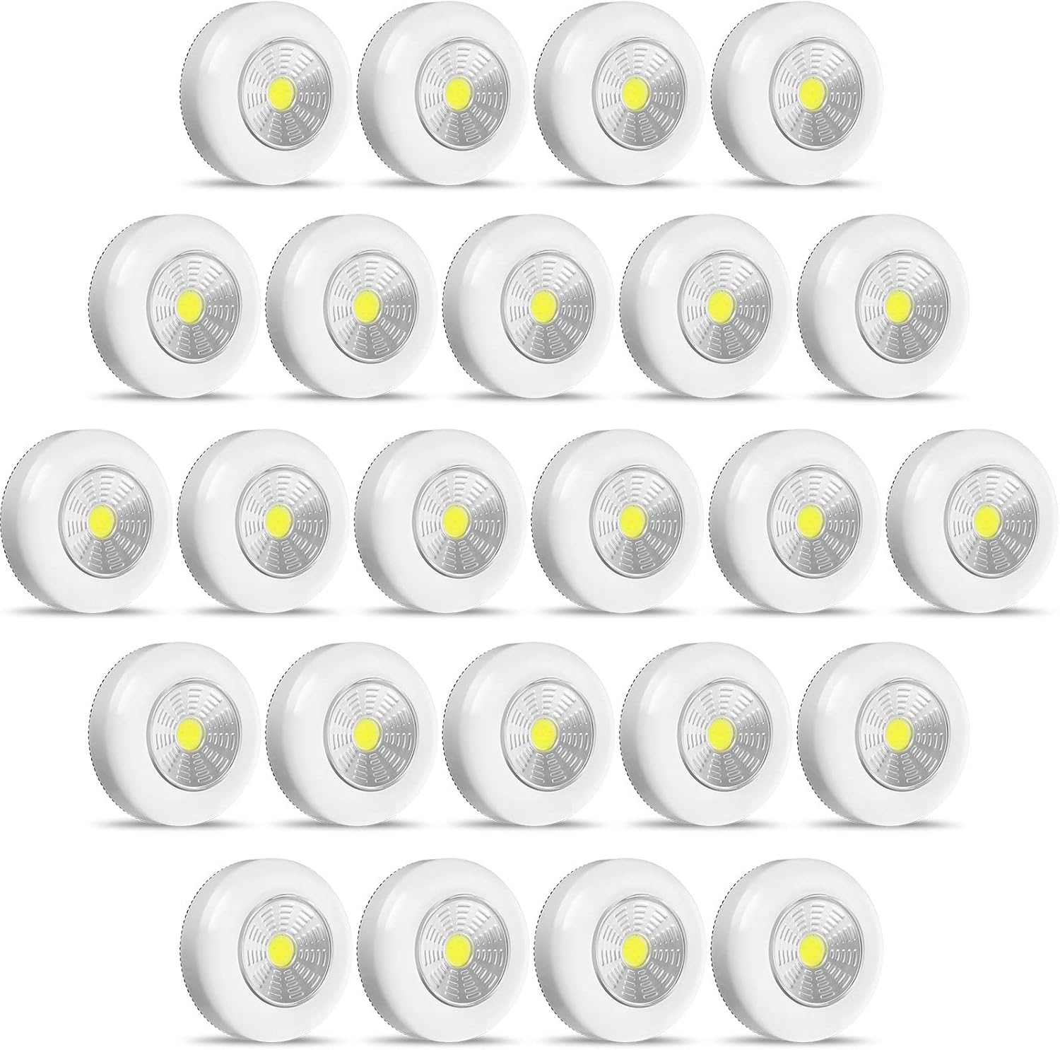 Macarrie 24 Pcs Push Tap Light 2.68" Mini Night Touch LED Puck Lamp Wireless Portable Under Cabinet 60 Lumens Battery Operated Stick On Lights for Counter Wall Closet Kitchen(White)