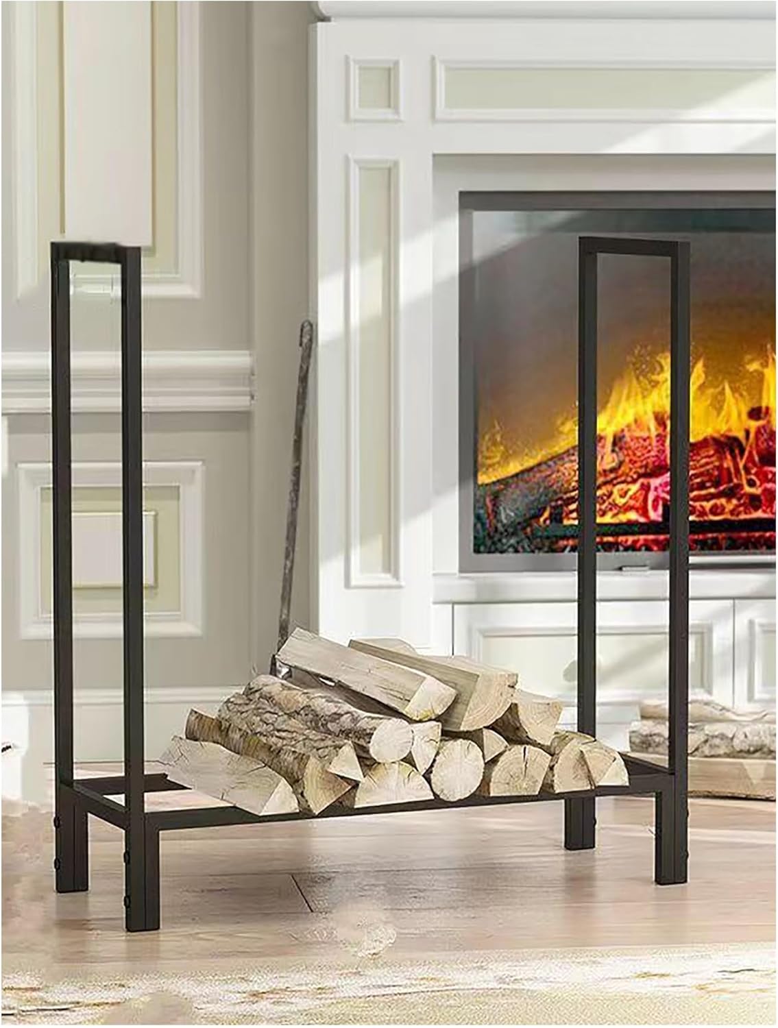 Heavy Duty Firewood Rack, Indoor & Outdoor Metal Lumber Storage Holder, Metal Wood Stacker for Fireplace, Patio, Yard, Balcony(158x35x100cm\/62.2x13.7x39.3in)