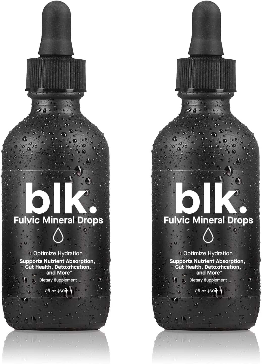 blk. PH 8+ Natural Mineral Alkaline Water Drops Electrolyte Infused with Fulvic and Amino Acids, Zero Sugar, 2oz., 2-Pack