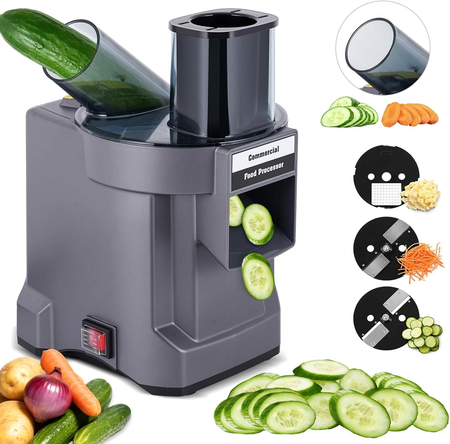 Ymjoinmxus Electric Food Processor 4 IN 1 Vegetable Dicer Slicer Shredder Commercial Home Use, Heavy Duty Vegetable Chopper, 100W 110V