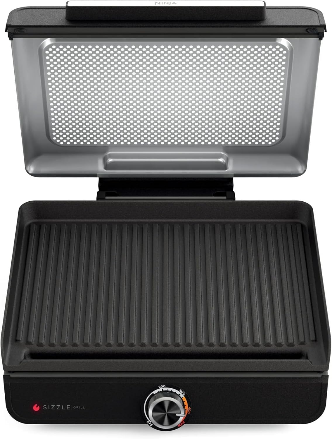 Ninja Sizzle Indoor Grill – Compact Electric Grill with Nonstick Grill Plate, Adjustable Temperature, Smokeless Cooking, Easy Clean-Up, Ideal for Steaks, Burgers & Vegetables