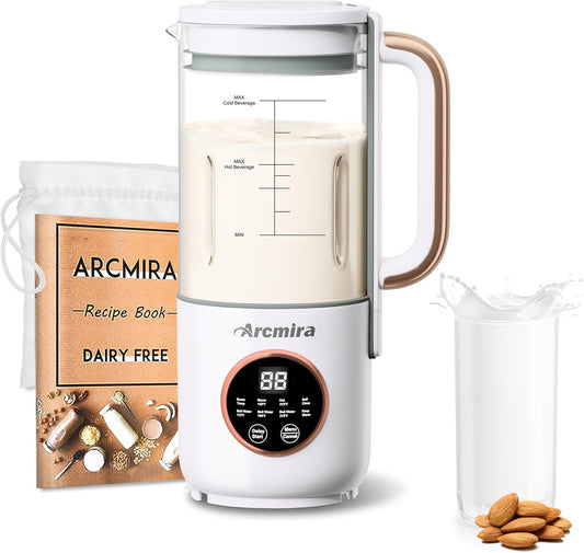 8 in 1 Automatic Nut Milk Maker, 10 Blade 35 oz Homemade Oat, Soy, Plant-Based and Dairy Free Beverages, Almond Milk Maker with Delay Start\/Keep Warm\/Boil Water, Soy Milk Maker with Nut Milk Bag