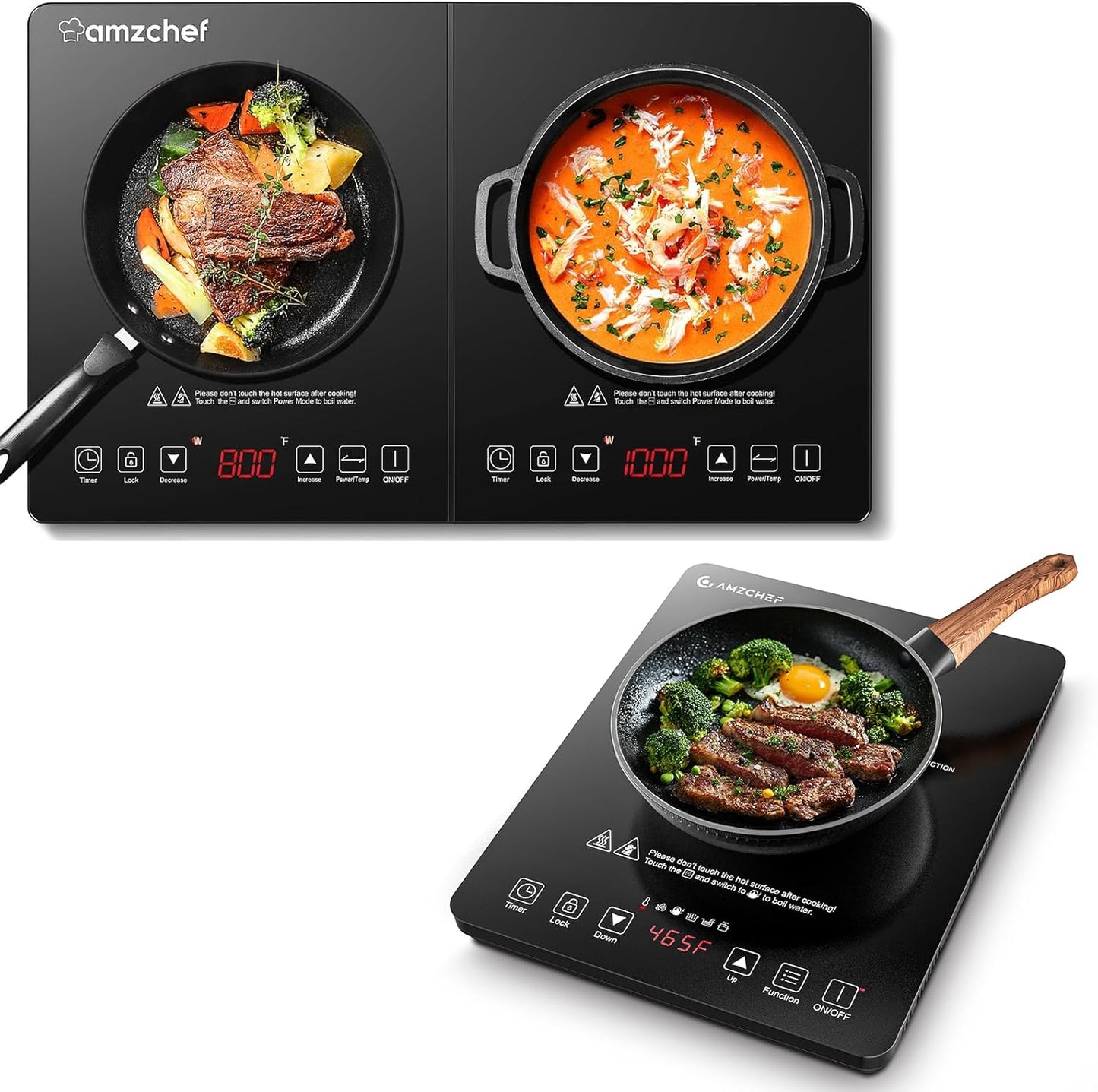 AMZCHEF Double Induction Cooktop & Single Induction Cooktop