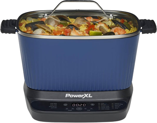 STIRMAX™ Midnight Blue 7.5 Quart Digital Multi-Cooker with Automatic Paddle to Stir and Shred, 9 in 1 programmable presets to Sauté, Sear, and Brown Food Before Simmering
