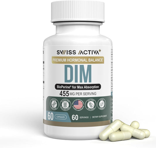 Swiss Activa+ Labs DIM Supplement \u2013 New Formula \u2013 Hormone Balance for Women & Men \u2013 Estrogen Supplement for Women and Men\u2013 Supports Hormonal Acne & Menopause Symptoms \u2013 60 Days Supply
