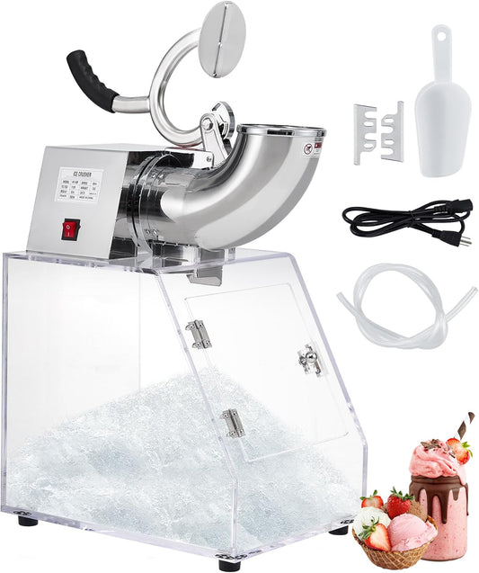 GarveeHome Shaved Ice Machine, 440 LBS/H Commercial Ice Crusher Snow Cone Machine, Electric 2 Blade 350W Crusher Ice Maker, Ice Crusher, Commercial Home Ice Crusher for Home, Restaurant, Bar