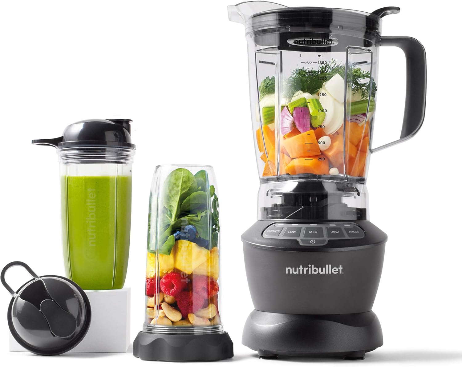 PNAEUT NutriBullet ZNBF30500ZC Blender Combo 1200 Watt, with Single Serve Cups, Dark Gray