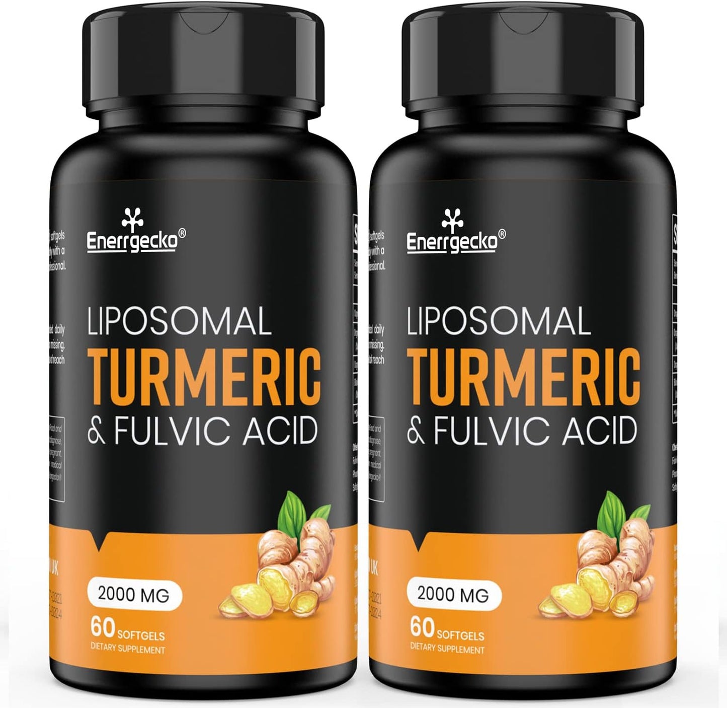 2000 mg Liposomal Turmeric Curcumin with Black Pepper & Ginger for Superior Absorption with Fulvic Acid and Humic Acid (60 Count (Pack of 2))