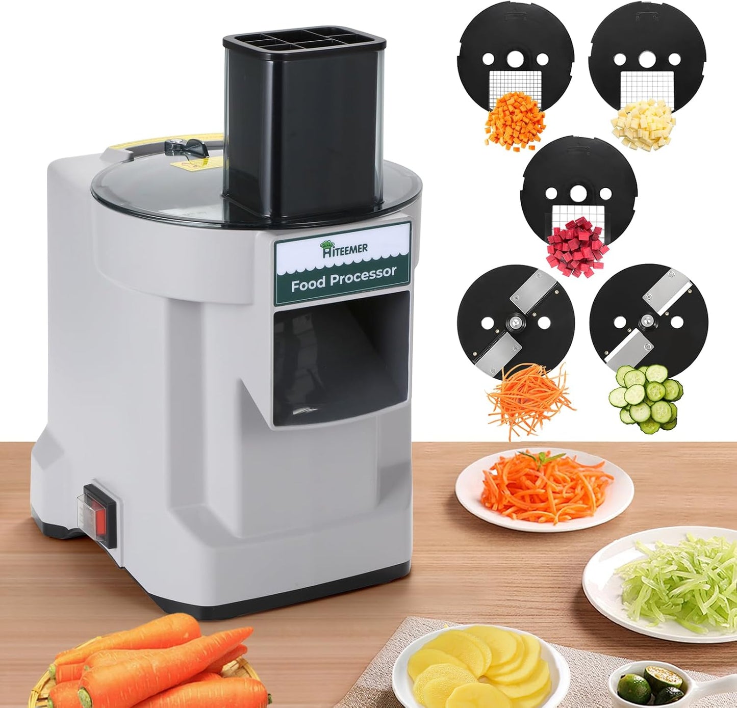 5 in 1 Electric Vegetable Chopper, Commercial Vegetable Dicer Food Processor Veggie Food Cutter Stainless Steel Automatic Shredded for Onion Potato Cabbage Fruit Slicer