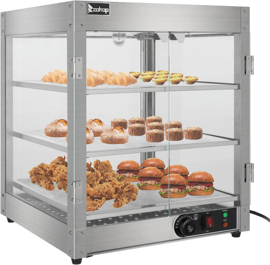 Commercial Food Warmer 110.00V 800.00W Three Layers Stainless Steel Color Stainless Steel Tempered Glass Warming Cabinet Buffet Food Warmer for Parties Entertaining and Holidays