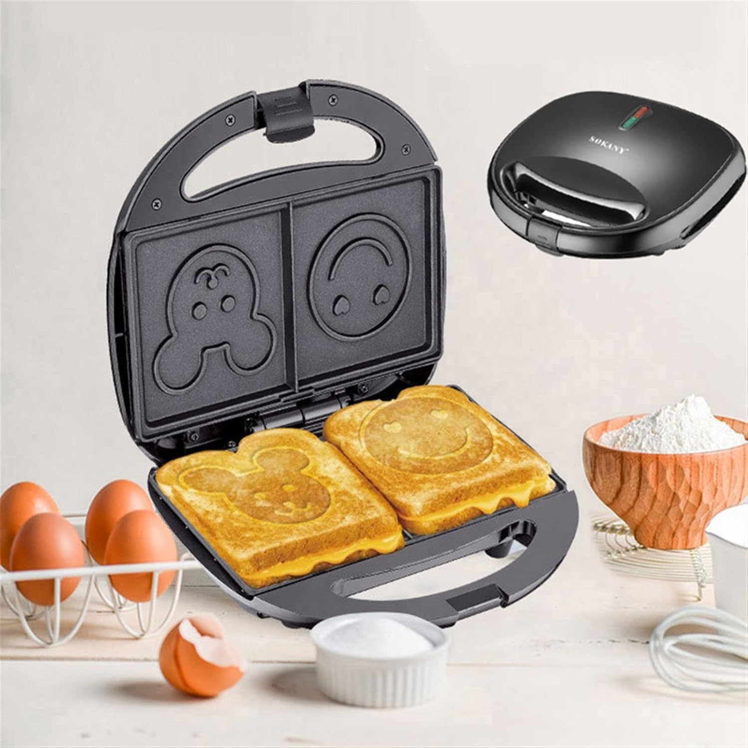 Electric Griddles， Electric Maker Cooking Kitchen Appliances Bubble Egg Cake Oven Breakfast Machine Waffles Pot Iron Baking Pan (Color : Black, Size : KR)
