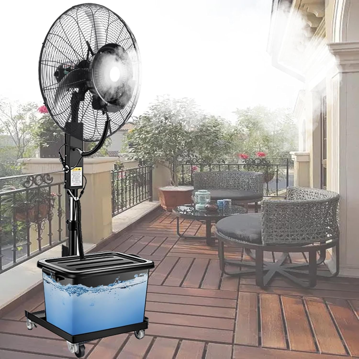 26in\/30in Patio Misting Fans Outside Cooling Mist Fan 3 Speeds,Misting Fan with 43L Tank,Heavy Duty Pedestal Fans Oscillating Industrial Floor Fan(380W\/30in)