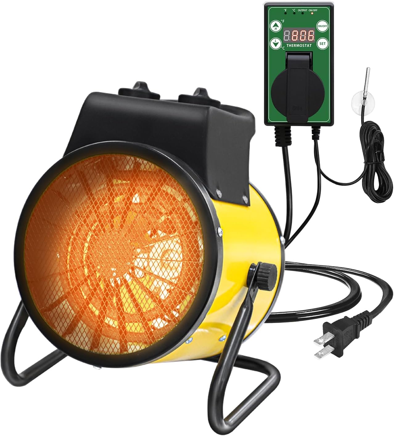 EAGLE PEAK 1500W Outdoor Heater with Thermostat, Greenhouse Heater for Greenhouse, Grow Tent, Garage, and RV Use, Water Resistant IPX 4 Rated, Overheat Protection, Radiant Heating, 1 Pack, Yellow