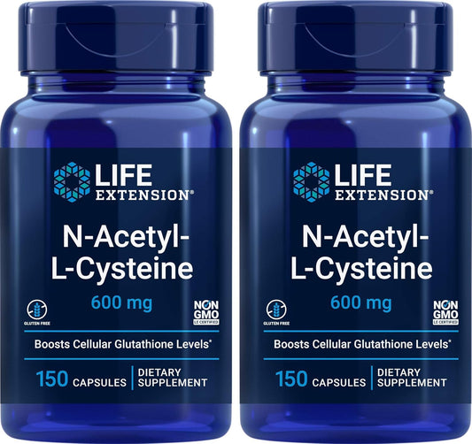 Life Extension N-Acetyl-L-Cysteine (NAC) 600mg, 150 Capsules (Pack of 2)