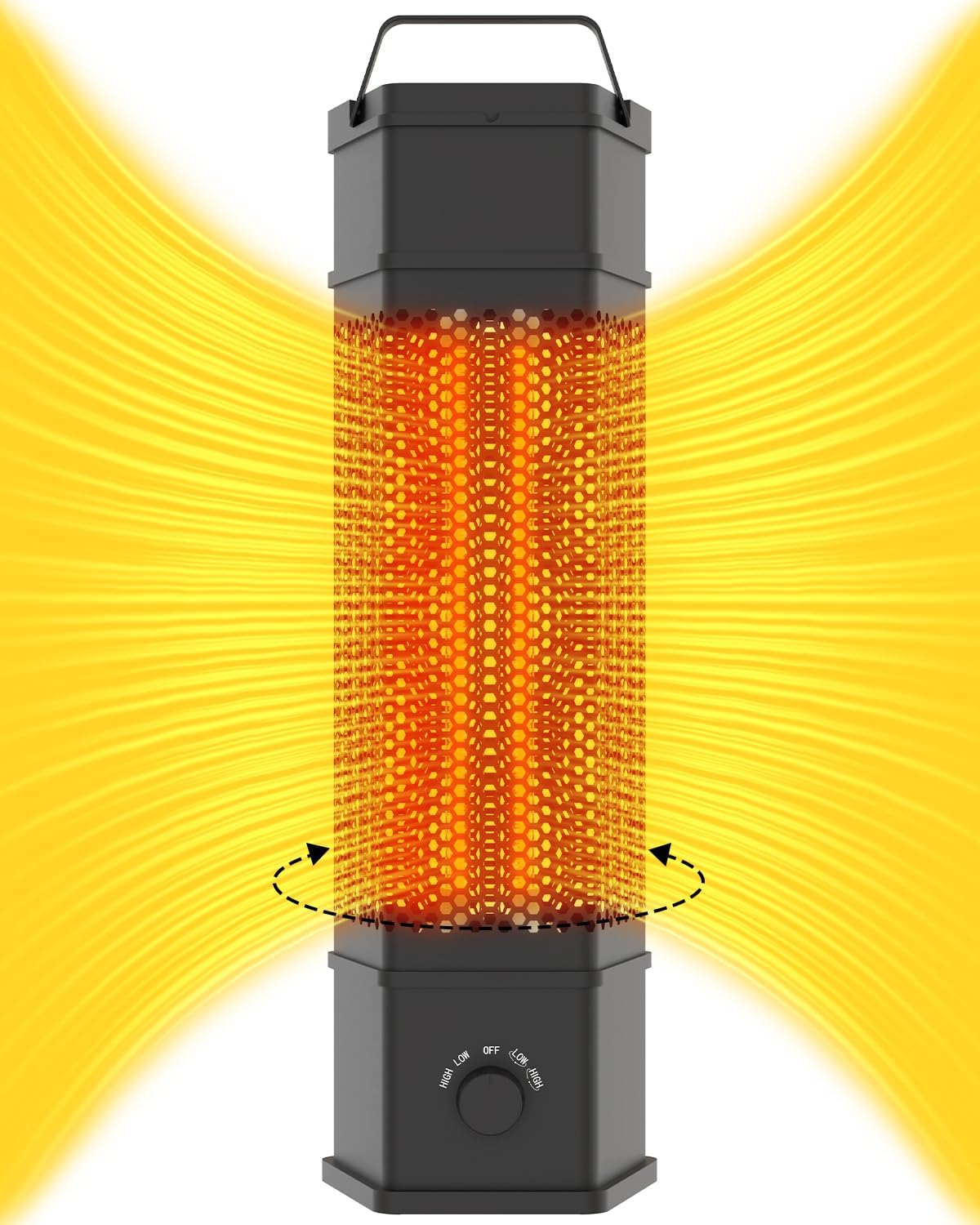 Cobuy Electric Patio Heater Outdoor Indoor Use, 360°All-round Heating, 1500W Infrared Tower Heater, Tip-Over & Overheat Protection Portable Space Heater for Large Room, Backyard, Home