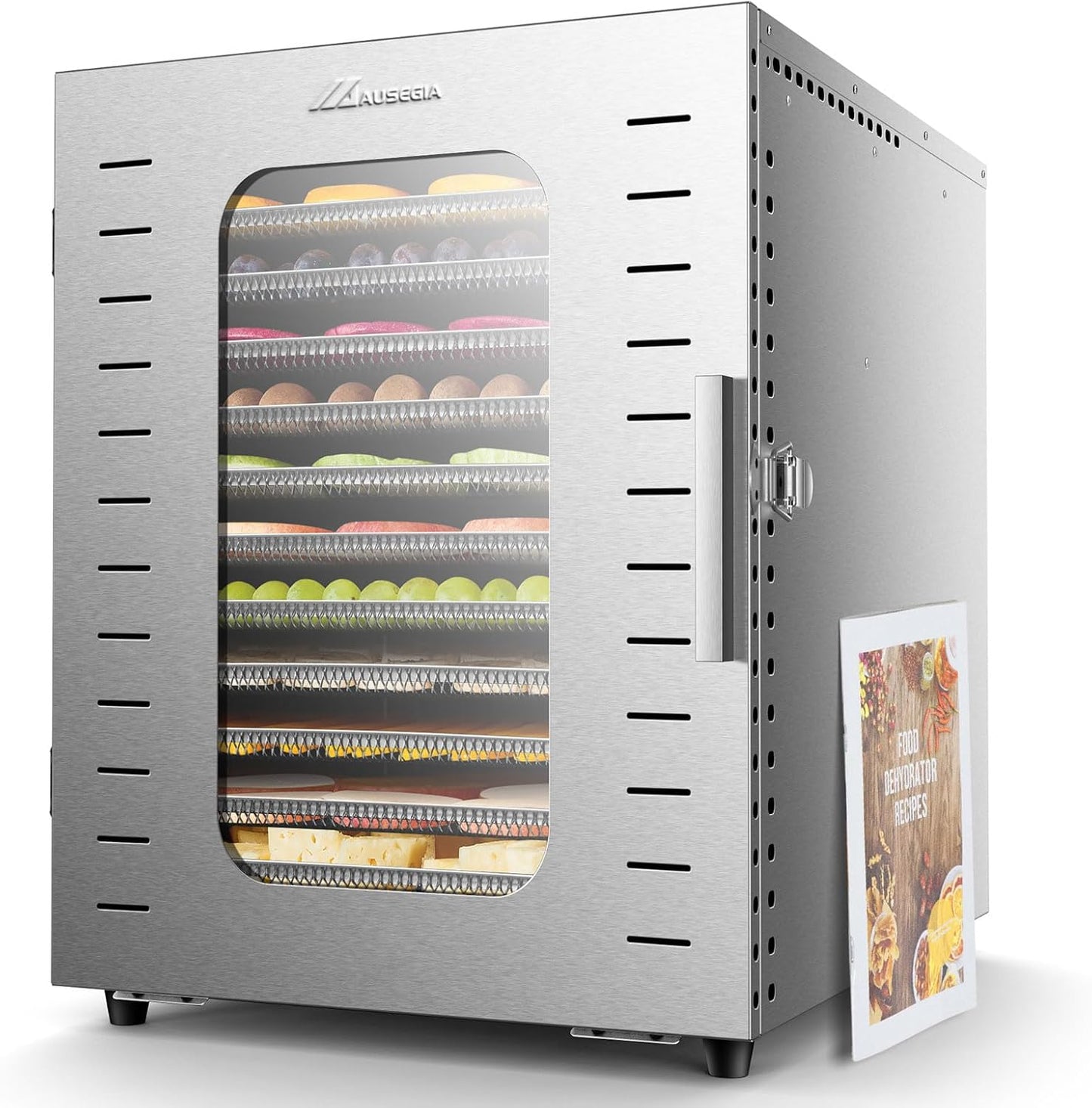 Ausegia Commercial Large 12 Trays Food Dehydrator, Usable Area up to 22.67ft², 1200W Full Stainless Steel Dryer Machine, up to 190℉ Temperature, for Meat, Fruit, Veggies, Beef, Herbs, Pet Foods