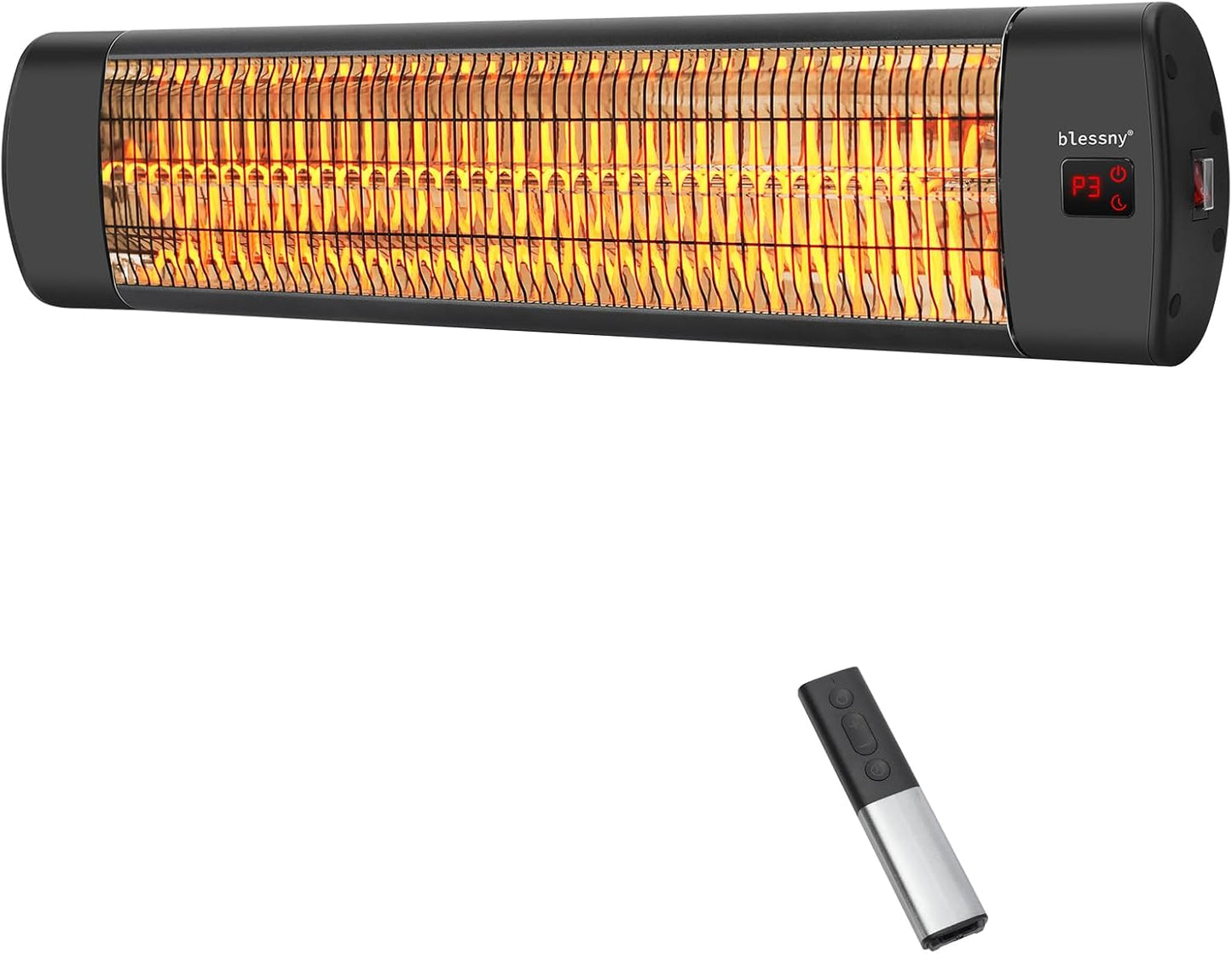 Outdoor Heater for Patio, 1500W Wall Mounted Electric Infrared Heaters for Garage, Workshop, Greenhouse, 24 Hours Timer with Remote Control, IP65 Waterproofed