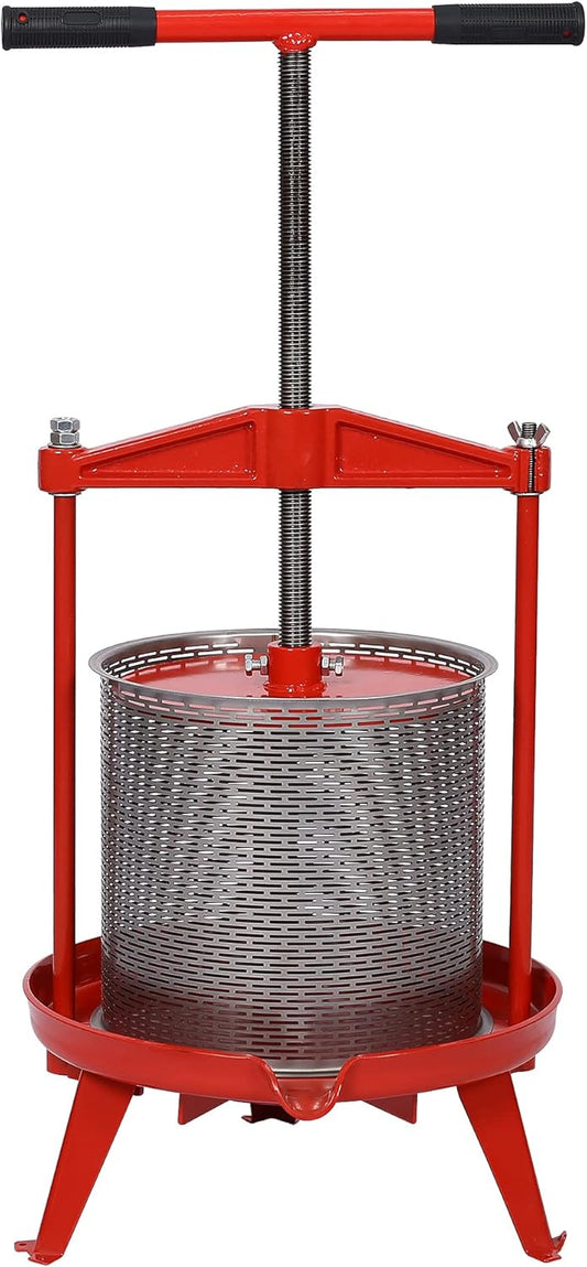 Veemuaro Fruit and Wine Press, 3.69gallon\/14L Stainless Steel Fruit Wine Cider Press, Heavy-duty Cross-beam Vintage traditional juicer for Outdoor, Kitchen and Home