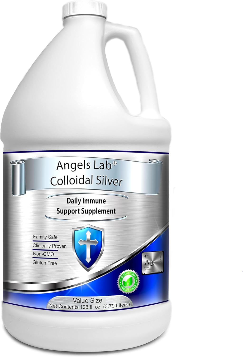 Angels Lab Colloidal Silver Immune Support 10 PPM Nano Liquid (128 fl oz)