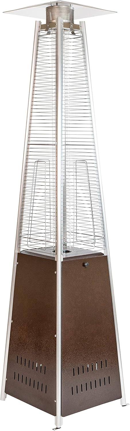 Taylor & Logan Blaise Bronze Stainless Steel Outdoor Pyramid Propane Patio Heater with Wheels - 42,000 BTU