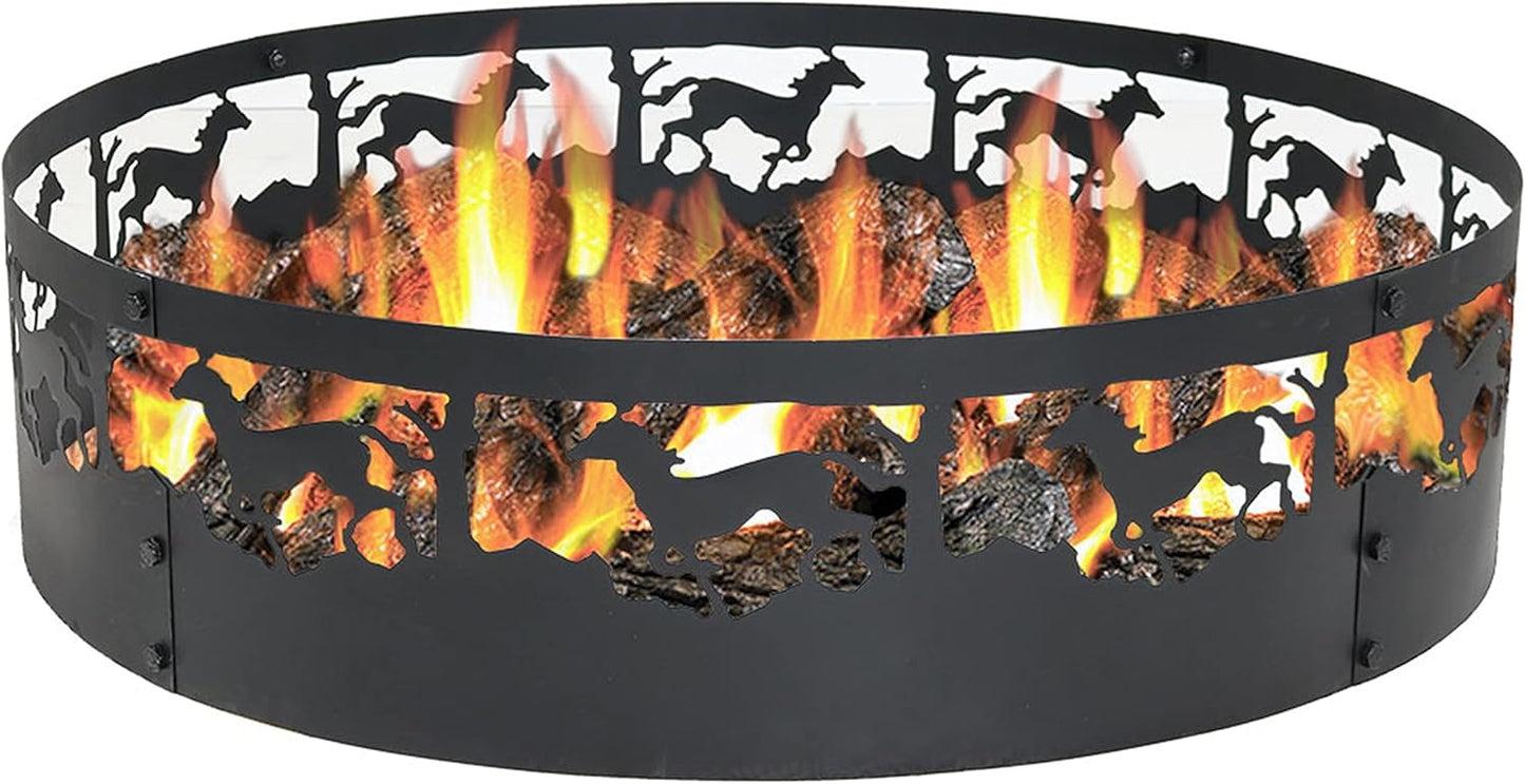Sunnydaze 36" Running Horse Fire Pit Ring - Steel