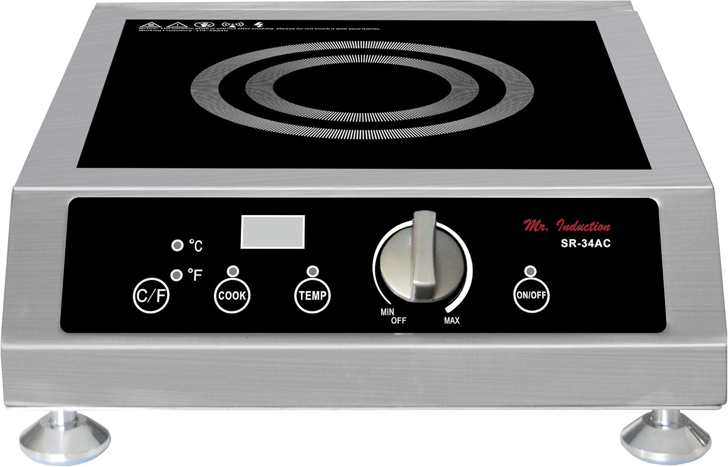 SR-34ACB: 3400W Countertop Commercial Induction Cooktop (220-240V)