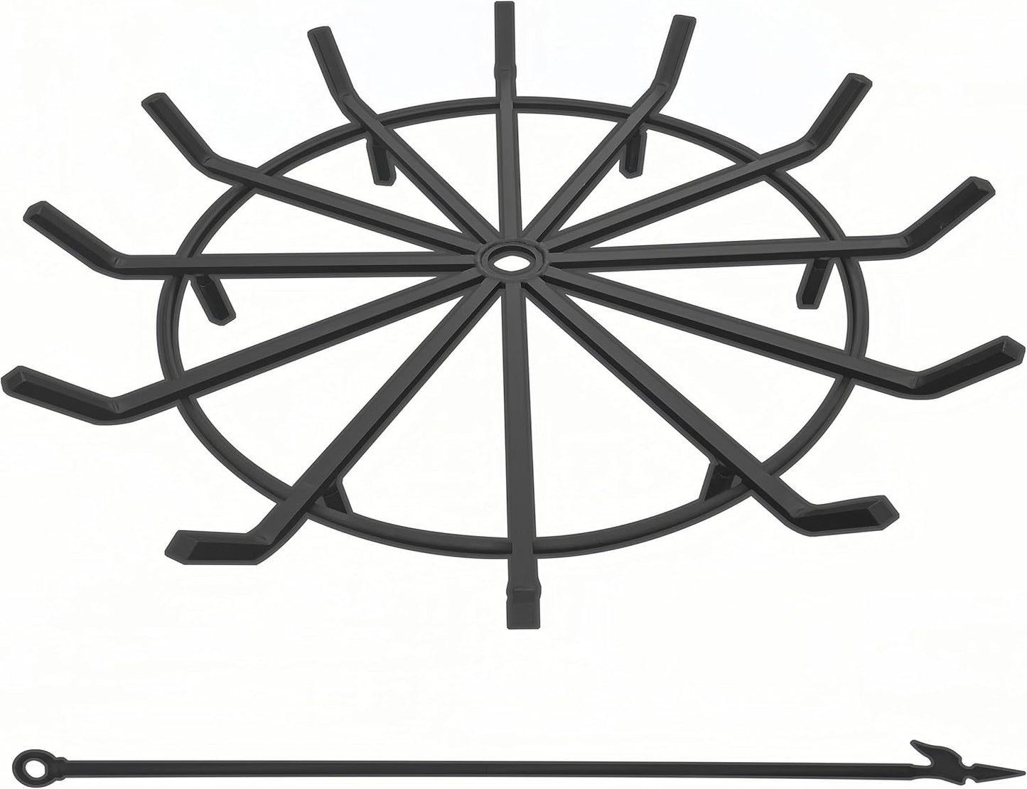 Americangaslogs 36 Inch Log Grate Wrought Iron Fire Pit Round Spider Wagon Wheel Firewood Heavy Duty 0.9in Bar Fireplace Stove Burning Rack Holder 6Legs Chimney Hearth Kindling Stacking (36 Inch)