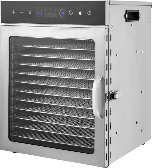 Food Dehydrator Meat Fruit Food Preserver Machine With Recipe Book 12 Trays Food Dryer Machine 24H Timer Control For Pet Snacks Jerky Herbs,12Trays