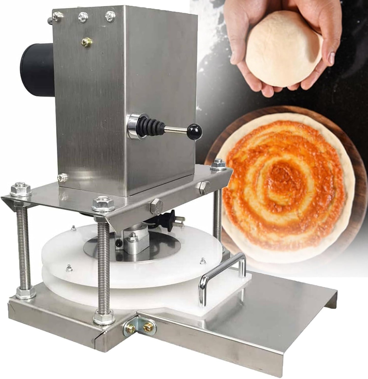 Electric Tortilla Press Stainless Steel Pizza Dough Press Machine, Pizza Dough Press Machine, 22cm Heavy-Duty Pizza Dough Maker, for Rolling of Pizza and Various Dough Cake