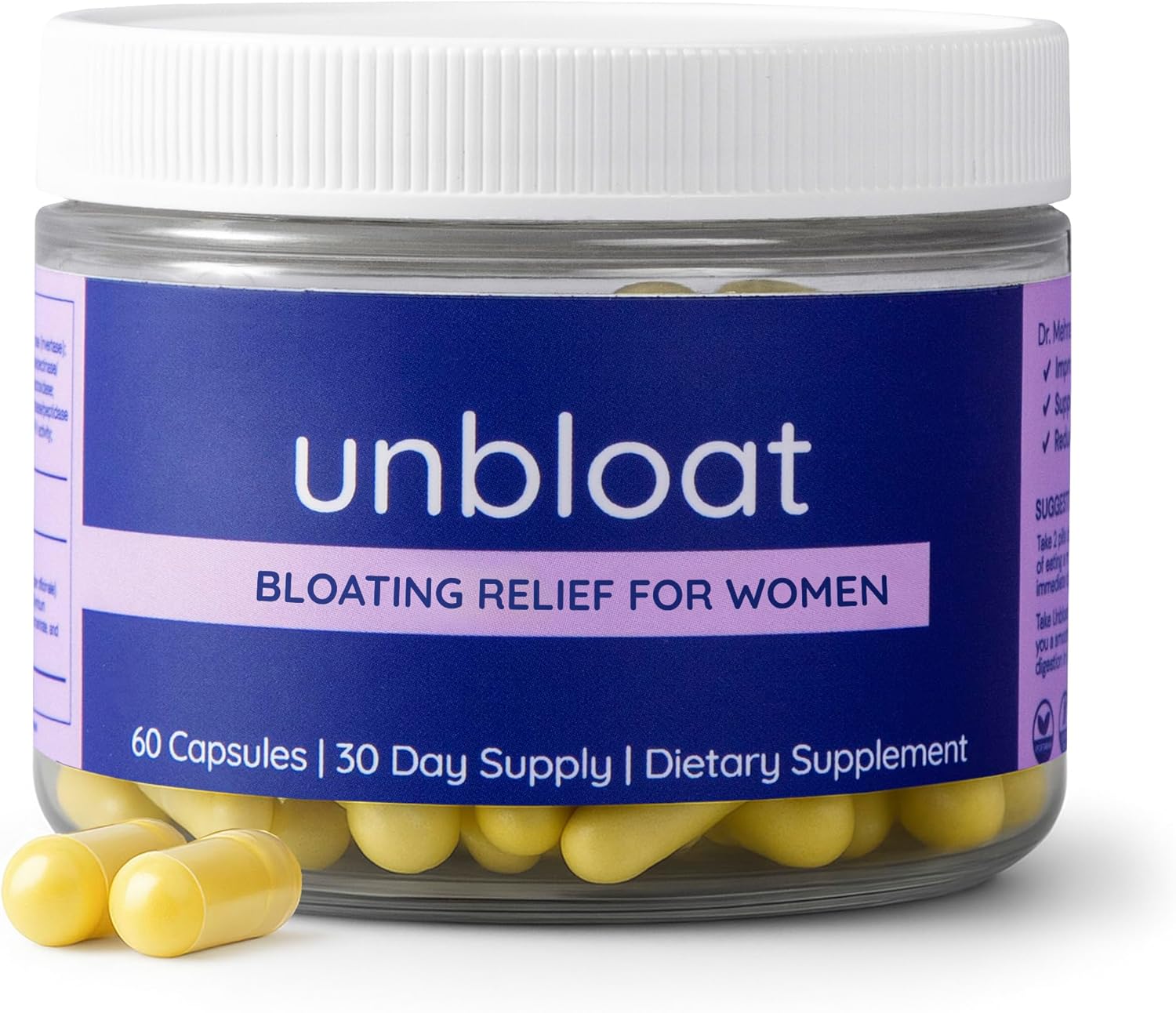 Anti-Bloat Pills for Women - Bloating Relief for Women & Digestive Support Supplement - Enhances Gut Health - No Bloat Formula with Prebiotics & Probiotics - Debloating Supplements - 60 Count