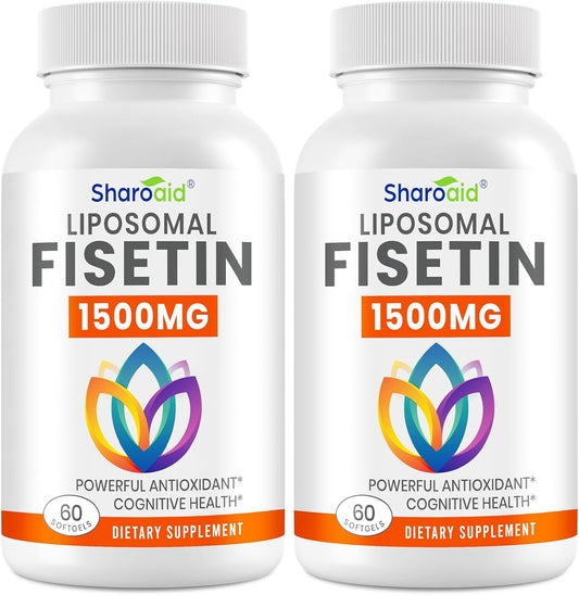 1500mg Fisetin Supplements - Powerful Absorption with Liposomal Delivery,98% Pure Fisetin,Polyphenol Antioxidant for Healthy Aging,Non-GMO - 2 Bottles, 120 Softgels for Adults