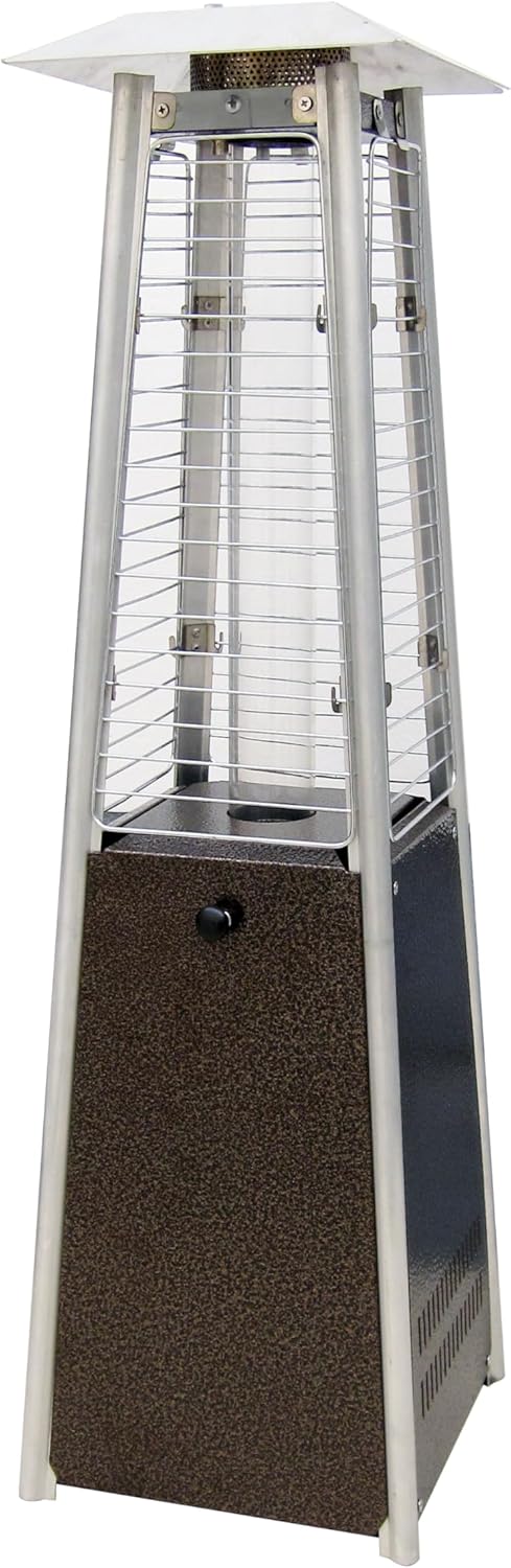 Hiland HLDS032-GTTHG Portable Propane Table Top Pyramid Glass Tube Patio Heater, 9500 BTU, Bronze, SMALL