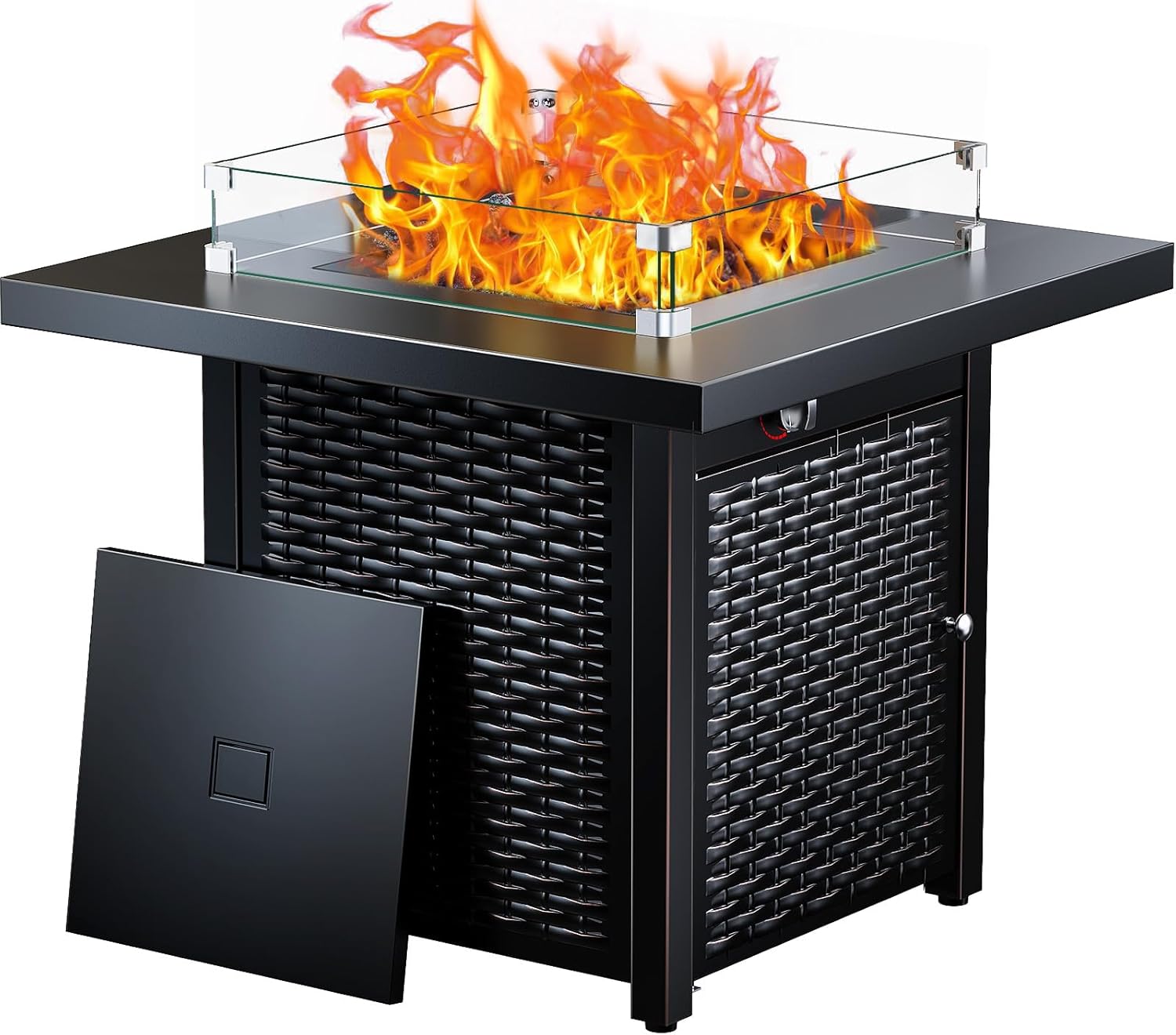 Ciays 28 Inch Propane Fire Pit CSA-Listed Outdoor Fire Pit Table, 50,000 BTU Steel Gas Fire Pits with Lid and Lava Rock, Add Warmth and Ambience to Parties On Patio Deck Garden,Black,CIFPT3-N1