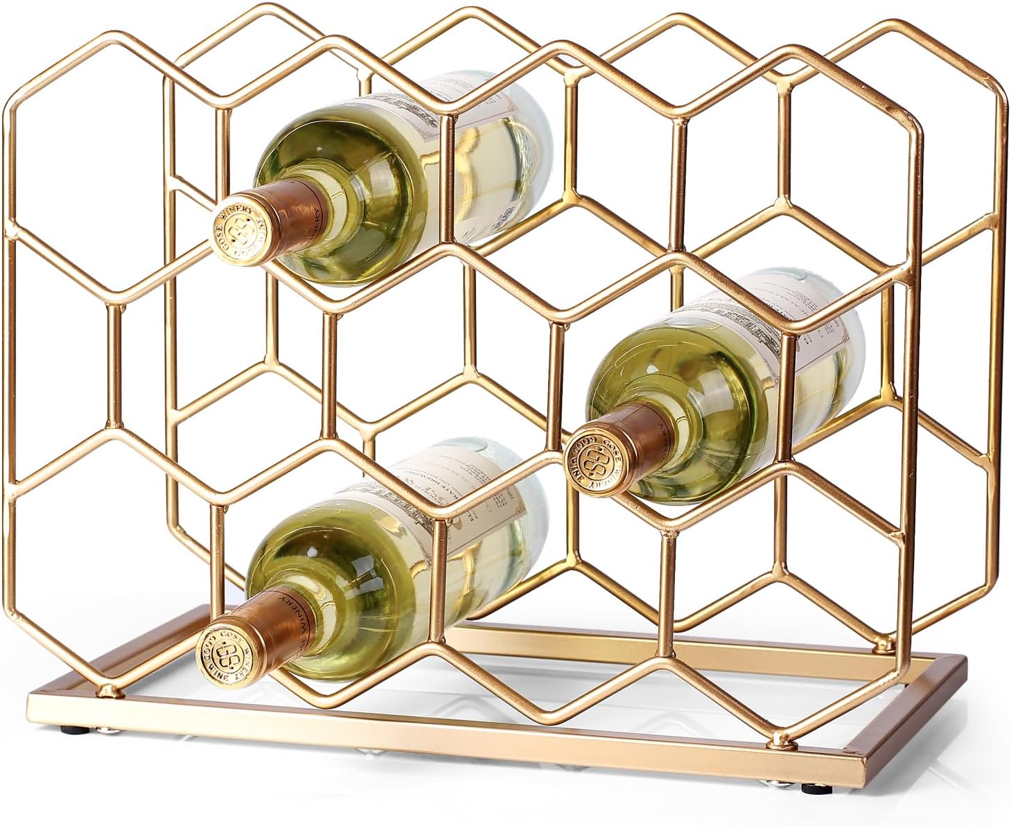 Drincarier 14 Bottle Countertop Wine Rack - Freestanding Modern Gold Metal Wine Rack - Tabletop Wine Holder Stand for Cabinet, Pantry, Wine Bottle Storage\u2026\u2026