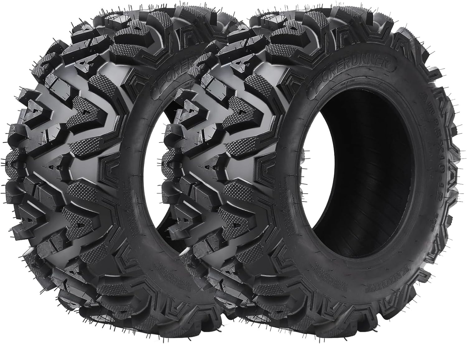 2 Pcs 25x8-12 ATV/UTV Tires 6PR, All Terrain 15mm Tread Depth 25x8x12 Trail Sand Mud Stream Off-Road Tires