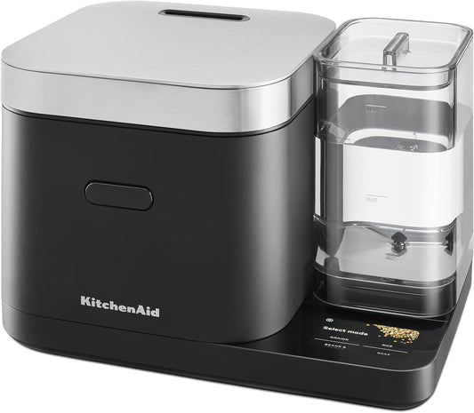 KitchenAid Grain and Rice Cooker 8 Cup with Automatically Sensing Integrated Scale + Water Tank, KGC3155, Black Matte